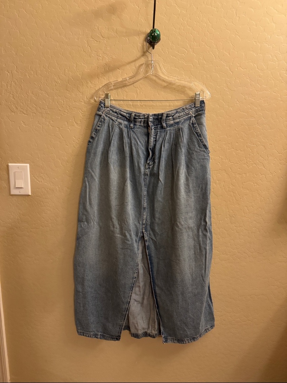 Anthropology Pilcro Light Wash Denim Maxi Skirt with Front Slit